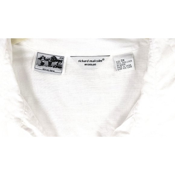 Richard Malcolm white Irish linen side button down pullover blouse shirt 3X - Picture 4 of 5